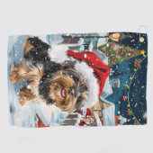 Serviette De Golf Biewer Terrier Chien Winter Wonderland Noël Joie (Horizontal)