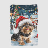 Serviette De Golf Biewer Terrier Chien Winter Wonderland Noël Joie (Devant)