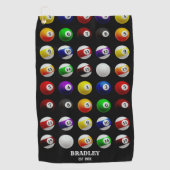 Serviette De Golf Billard billard billard Motif noir (Devant)