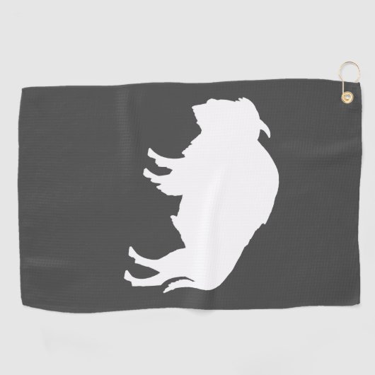 Serviette De Golf Bison blanc Silhouette animal sauvage (Horizontal)