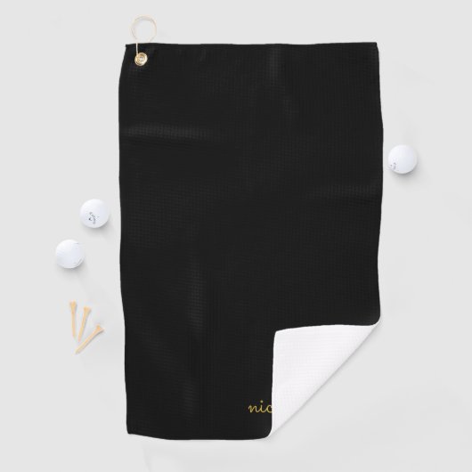 Serviette De Golf Black and Gold Script  | Stylish Monogram Modern (En situation)