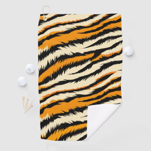 Serviette De Golf Black and Orange Tiger Stripes Monogram (En situation)