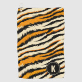 Serviette De Golf Black and Orange Tiger Stripes Monogram (Devant)