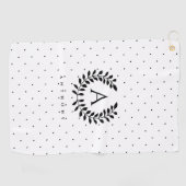 Serviette De Golf Black And White Laurel Monogram Polka Dot Pattern (Horizontal)