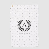 Serviette De Golf Black And White Laurel Monogram Polka Dot Pattern (Devant)