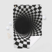 Serviette De Golf Black and White Optical Illusion Tunnel (En situation)
