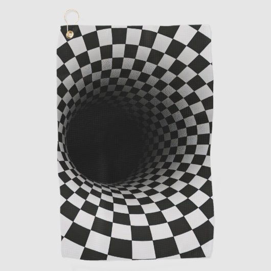 Serviette De Golf Black and White Optical Illusion Tunnel (Devant)