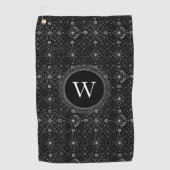 Serviette De Golf Black and White Snowflakes Pattern Monogram (Devant)