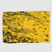 Serviette De Golf Black and Yellow Paint Splashes (Horizontal)