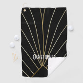Serviette De Golf Black Art Deco Design Personalised (En situation)
