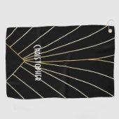 Serviette De Golf Black Art Deco Design Personalised (Horizontal)