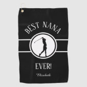 Serviette De Golf Black Best Nana Golfer Grandma Monogrammes Femmes (Devant)