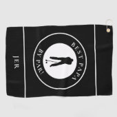 Serviette De Golf Black Best Papa Par Far Père Golfer Monogramme (Horizontal)