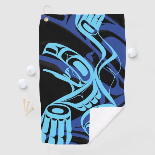 Serviette De Golf Black Blue Haida Eagle Thunder Bird Art autochtone (En situation)