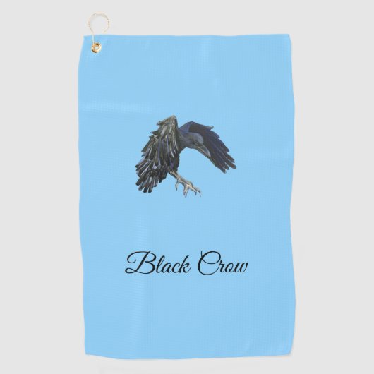 Serviette De Golf Black Crow Maître du temps Ciel personnalisé bleu (Devant)