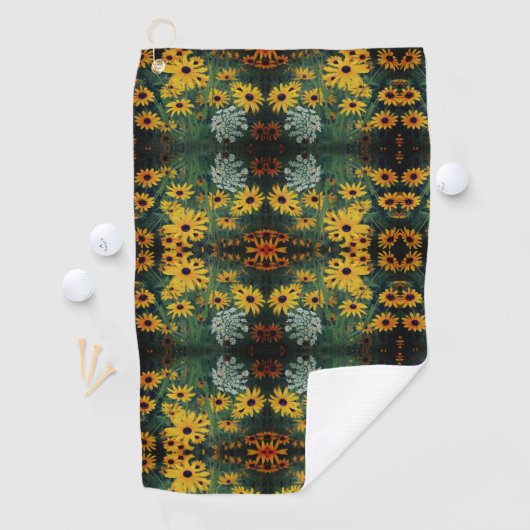 Serviette De Golf Black Eyed Susan Flowers Abstrait Motif (En situation)