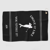 Serviette De Golf Black Funny Golfer Humour Pour Lui Monogramme Spor (Horizontal)