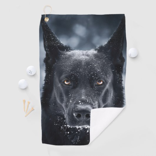 Serviette De Golf Black German Shepherd (En situation)