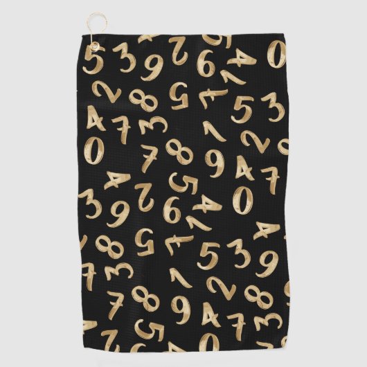 Serviette De Golf Black Gold Numbers Luxury Motif Chic Comptable (Devant)