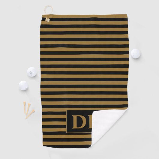 Serviette de golf Black/Gold Stripes (En situation)