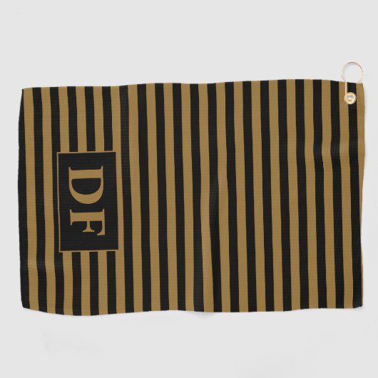 Serviette de golf Black/Gold Stripes (Horizontal)