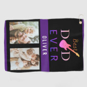 Serviette De Golf Black Golfer Père Meilleur Papa Jamais Photo Colla (Horizontal)