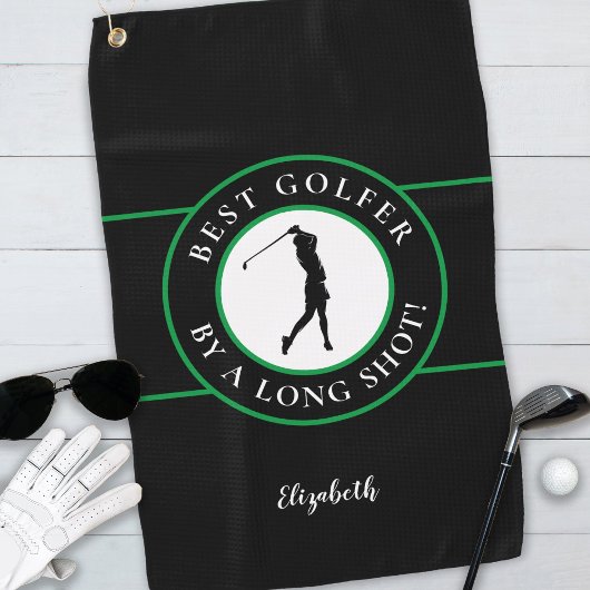 Serviette De Golf Black Green Meilleur Golfeur Par Un Pro Long Shot
