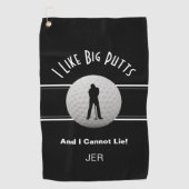 Serviette De Golf Black I Like Big Putts Golfer Humour Funny Monogra (Devant)