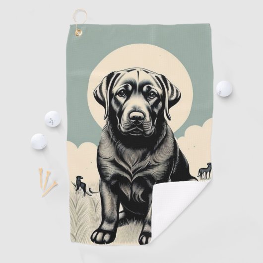 Serviette de golf Black Labador Retriever (En situation)
