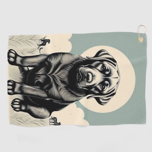 Serviette de golf Black Labador Retriever (Horizontal)