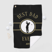 Serviette De Golf Black Meilleur papa jamais Golfsport Monogramme Or (En situation)