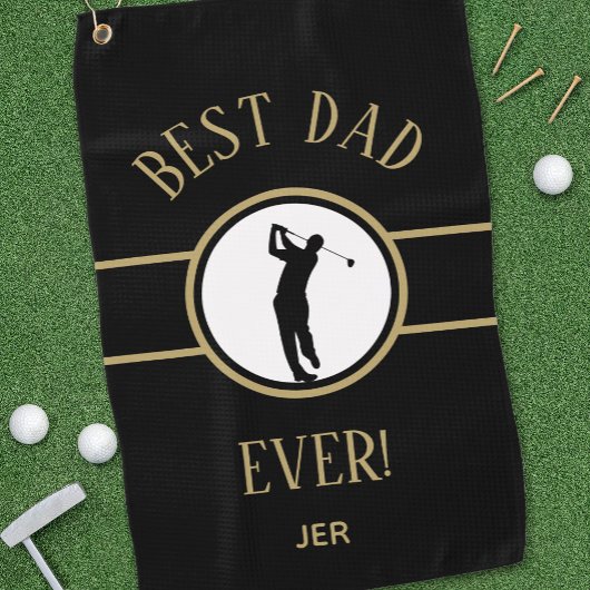 Serviette De Golf Black Meilleur papa jamais Golfsport Monogramme Or