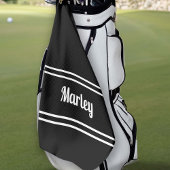 Serviette De Golf Black Modern Golfer Sports Nom classique Monogramm
