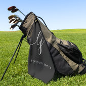 Serviette De Golf Black Modern Script Monogramme Nom Feminine