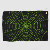 Serviette De Golf Black neon vert toile d'araignée Halloween motif (Horizontal)