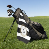 Serviette De Golf Black Stripes Floral Gold Circle (Vert)