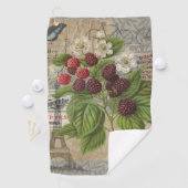 Serviette De Golf Blackberries Floral Garden Flower Papillon Art (En situation)