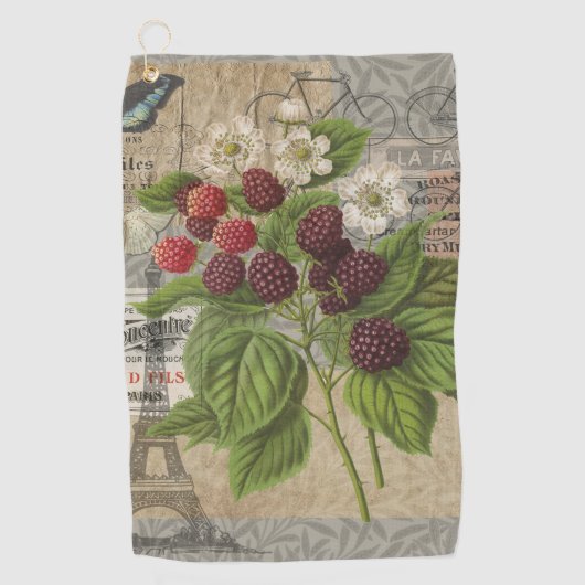 Serviette De Golf Blackberries Floral Garden Flower Papillon Art (Devant)