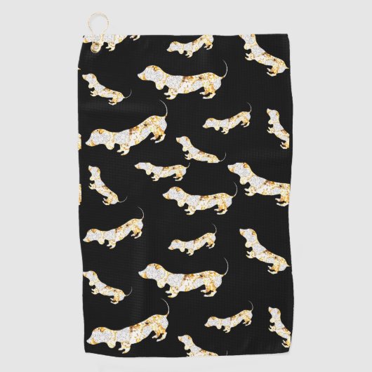 SERVIETTE DE GOLF BLANC DE DACHSHUND ! (Devant)