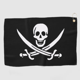 Serviette De Golf Blanc, Drapeau Pirate Calico Jack, Crâne & Cutlass