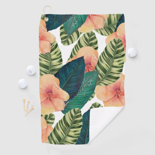 Serviette De Golf Blanc exotique tropical de ketmie (En situation)