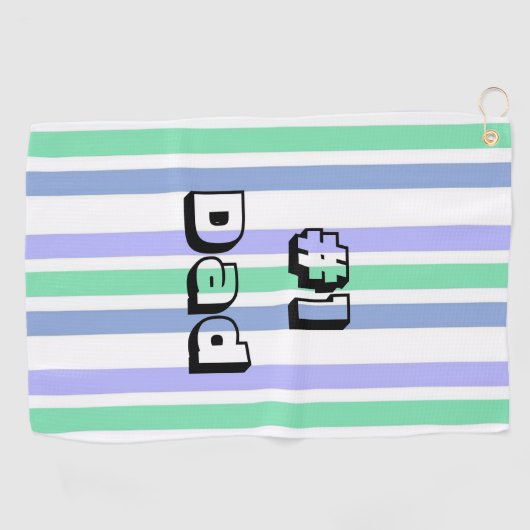 Serviette de golf blanc vert pourpre bande #1 Papa (Horizontal)