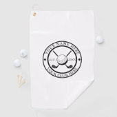 Serviette de golf blanche personnalisée avec Emble (En situation)