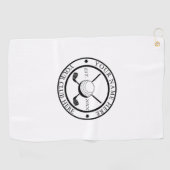 Serviette de golf blanche personnalisée avec Emble (Horizontal)