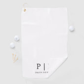 Serviette de golf blanche premium avec monogramme (En situation)
