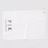Serviette de golf blanche premium avec monogramme (Horizontal)