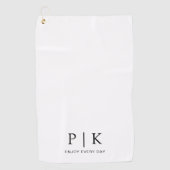 Serviette de golf blanche premium avec monogramme (Devant)