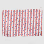 Serviette De Golf Blancs rouges Parties scintillant Bleus étoiles (Horizontal)