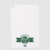 Serviette De Golf Blason de monogramme de golf vert classique person (Devant)