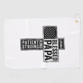 Serviette De Golf Blessed Papa Cross Christian Vintage Typography De (Horizontal)